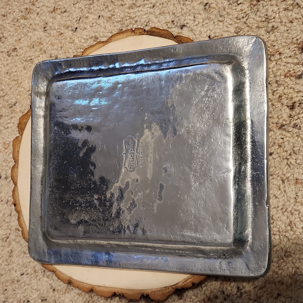 Mud Pie Silver Metal Menorah Design Plate with Box - Picture 5 of 7